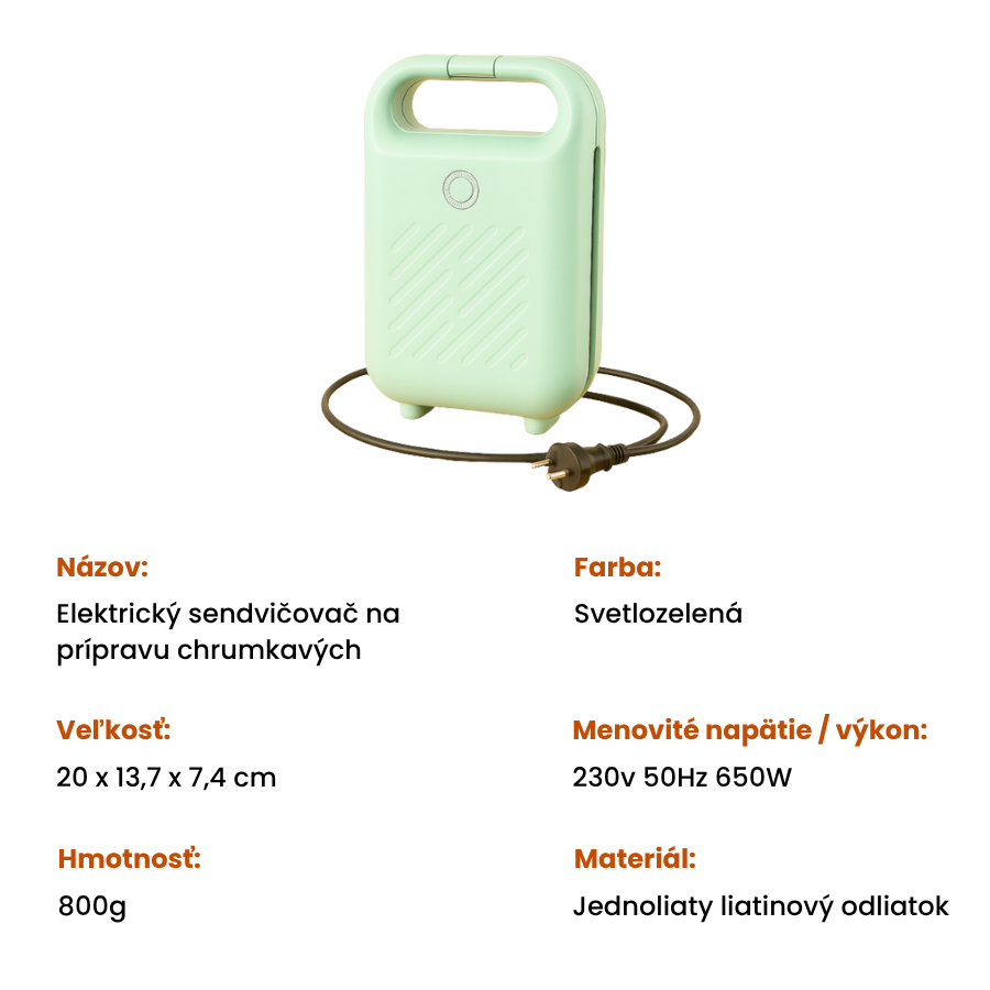 Kompaktný sendvičovač s nepriľnavým povrchom a výkonom 650 W