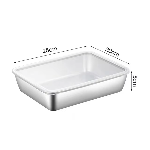 BestSeller™ – Nádoby Na Skladovanie Potravín, Obdĺžniková Tácka Z Nehrdzavejúcej Ocele SUS304 (25×20×5cm)