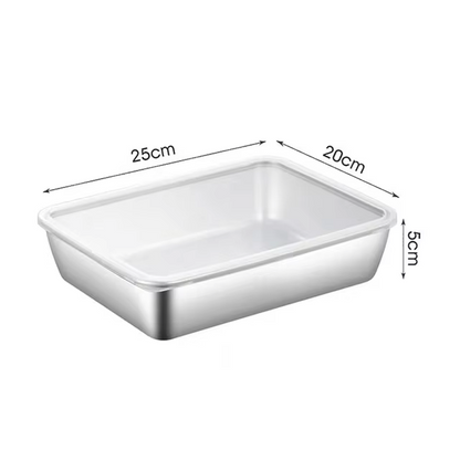BestSeller™ – Nádoby Na Skladovanie Potravín, Obdĺžniková Tácka Z Nehrdzavejúcej Ocele SUS304 (25×20×5cm)