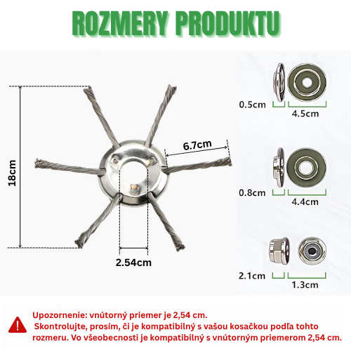 Hlava Kosačky Má 6 Pletených Ramien Z Odolného Oceľového Drôtu
