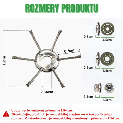 Hlava Kosačky Má 6 Pletených Ramien Z Odolného Oceľového Drôtu