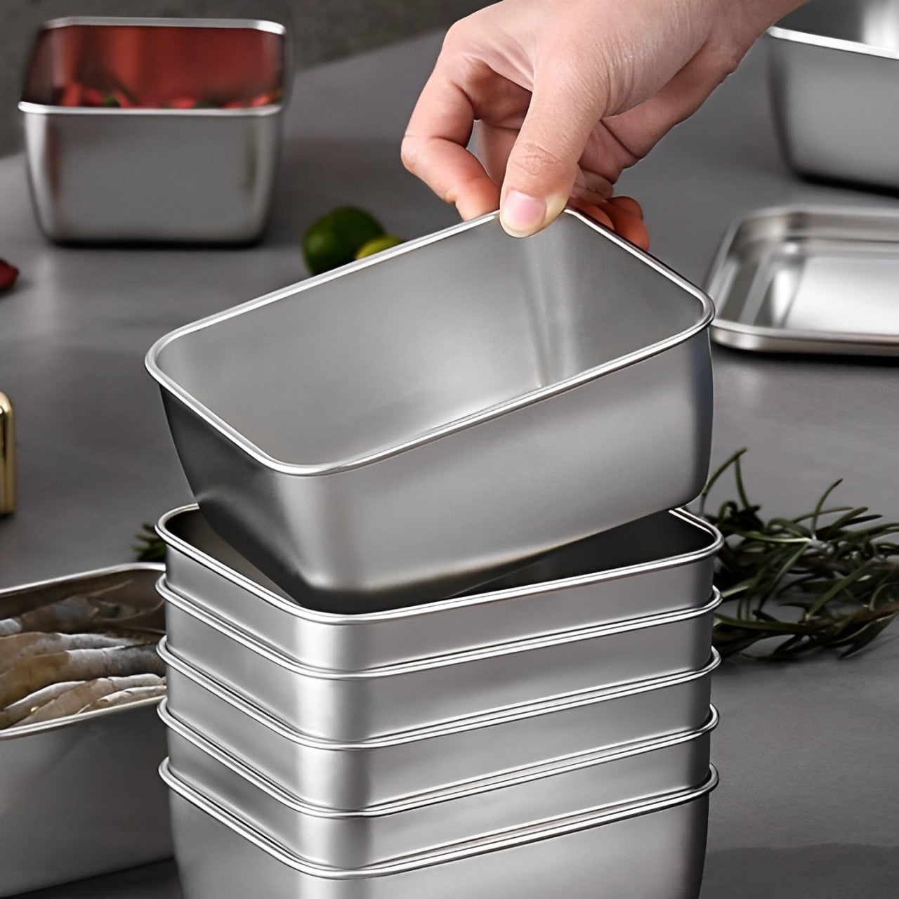 🎁 12 za cenu 6 | Mini nádoba na potraviny z nehrdzavejúcej ocele 316 s viečkom – 13 × 10 × 5 cm