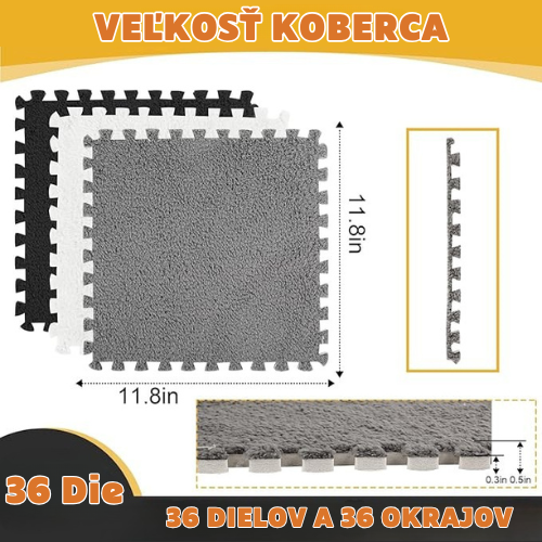 Koberec z plyšových puzzle (Sivá + Biela)