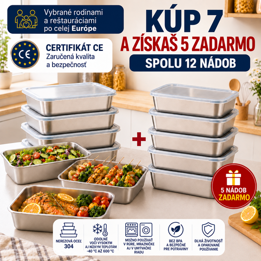 SUS304 rozsdamentes acél ételtároló dobozok, 2400 ml | Hosszabb ideig frissen tartják az élelmiszereket (25 × 20 × 5 cm)