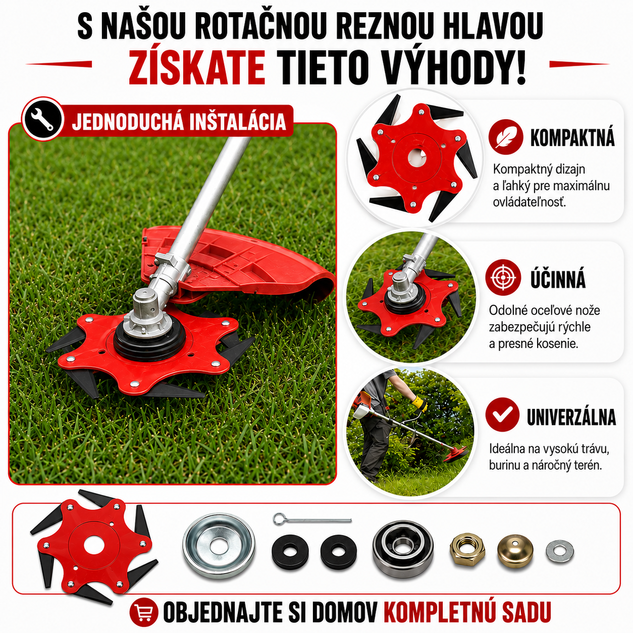 Oceľová 6-Zubová Žacia Hlavica (Príslušenstvo Je Súčasťou Balenia)