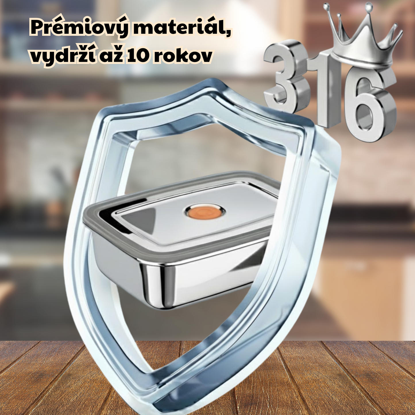 Veľká vákuová nádoba na potraviny z antibakteriálnej nehrdzavejúcej ocele 1000 ml (19 × 14 × 6 cm)