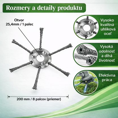 Oceľová žacia hlava so 6 čepeľami – riešenie pre super rýchle kosenie trávy