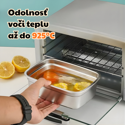 Veľká vákuová nádoba na potraviny z antibakteriálnej nehrdzavejúcej ocele 1000 ml (19 × 14 × 6 cm)