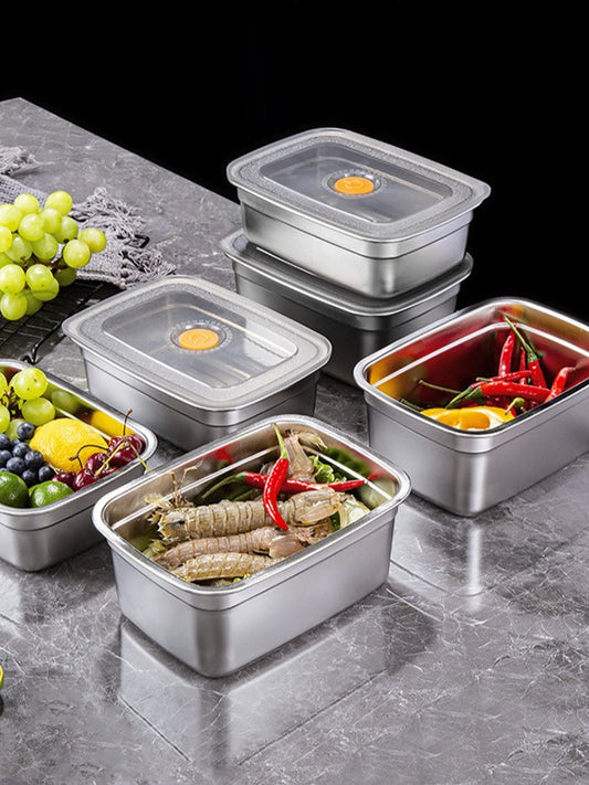 [🎁 Sada 7+2 zadarmo] Antibakteriálna Vákuová Nádoba Na Potraviny Z Nehrdzavejúcej Ocele Veľká 1500 ml (19 x 14 x 8 cm)