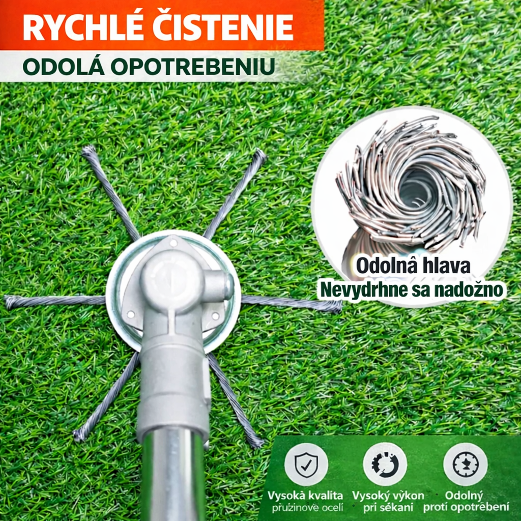 Oceľová žacia hlava so 6 čepeľami – riešenie pre super rýchle kosenie trávy