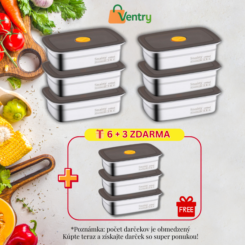 [🎁 Sada 6+3 zadarmo] Antibakteriálna Vákuová Nádoba Na Potraviny Z Nehrdzavejúcej Ocele Veľká 1000 ml (19 x 14 x 6 cm)