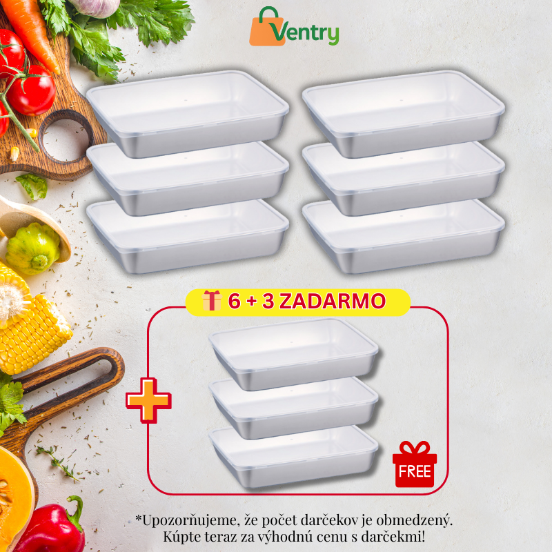 [🎁 Sada 6+3 zadarmo] Nerezové Nádoby SUS304 – Zdravé, Prémiové a Vhodné Do Mikrovlnky (25 x 20 x 6 cm)