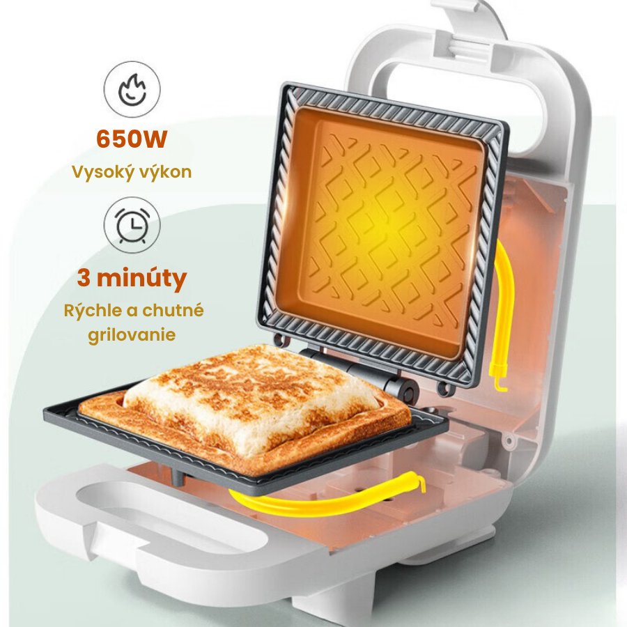 Kompaktný sendvičovač s nepriľnavým povrchom a výkonom 650 W