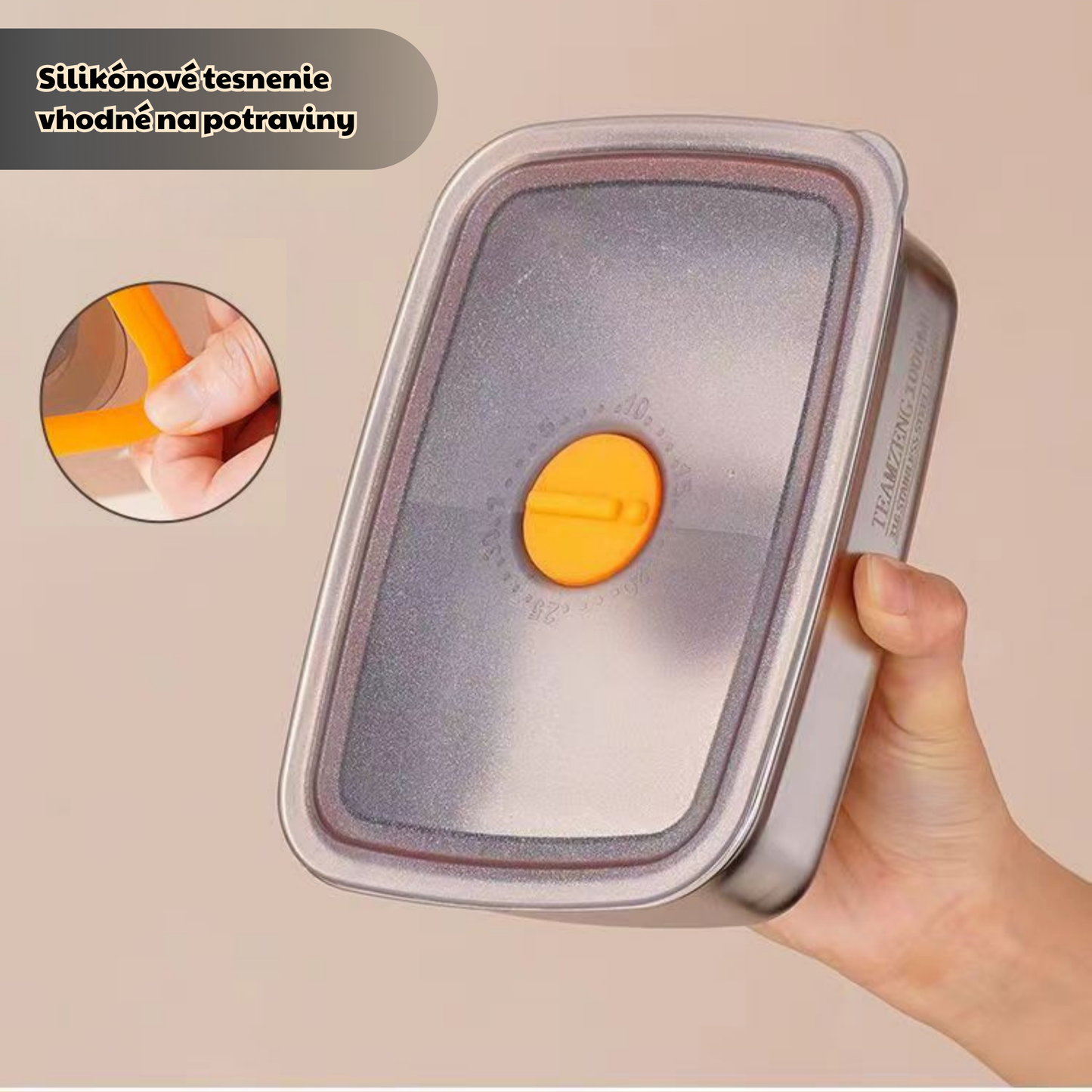 Veľká vákuová nádoba na potraviny z antibakteriálnej nehrdzavejúcej ocele 1000 ml (19 × 14 × 6 cm)