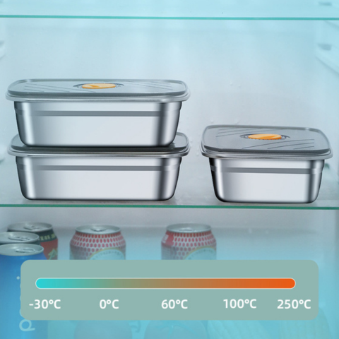 Veľký antibakteriálny vzduchotesný potravinový kontajner z nehrdzavejúcej ocele – 1000 ml (19 x 14 x 6 cm)