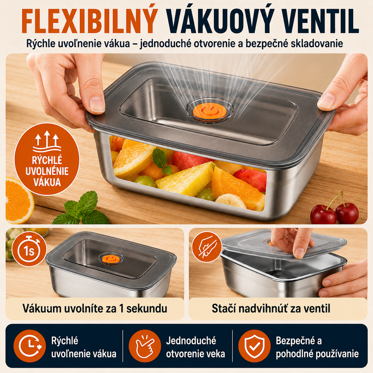 ⚜️Vákuová nádoba z ocele 316, 1000ML — nemecká kvalita | Čerstvé jedlo 5× dlhšie