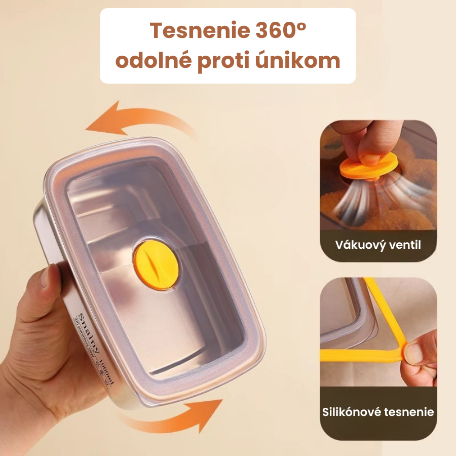 Hermetická vákuová nádoba z nehrdzavejúcej ocele 316 s antibakteriálnym povlakom – 1000 ml (19 × 13,5 × 5,5 cm)