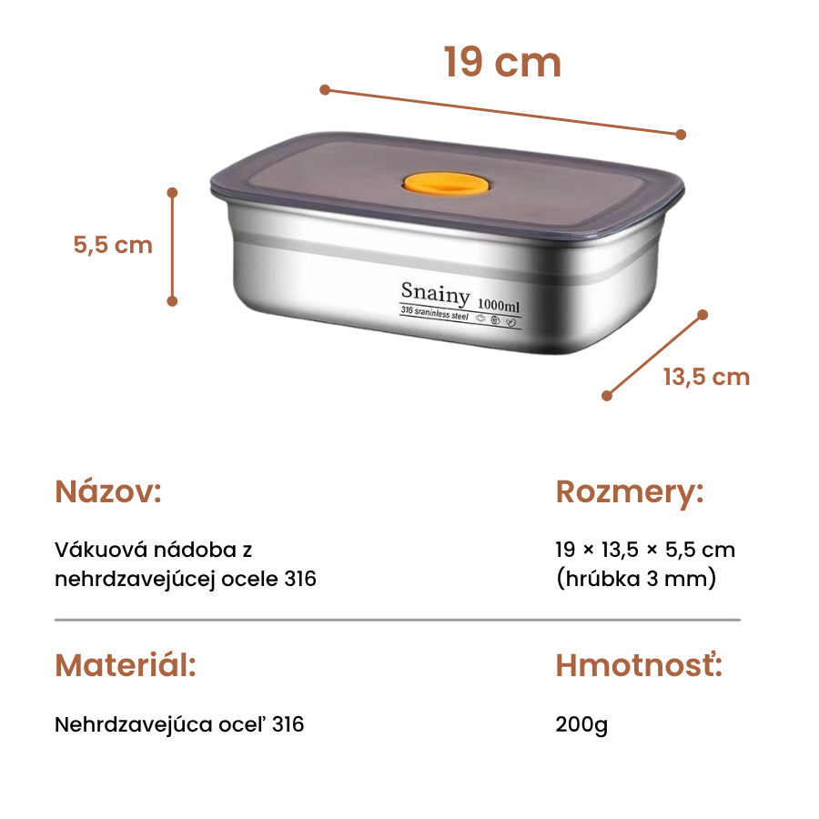 🇸🇰 (6 + 3 zadarmo) Vákuové škatule z nemeckej nehrdzavejúcej ocele 316