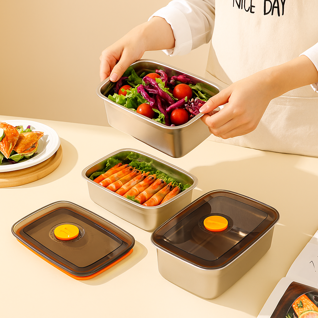 Hermetická vákuová nádoba z nehrdzavejúcej ocele 316 s antibakteriálnym povlakom – 1500 ml (19 × 14 × 8 cm)