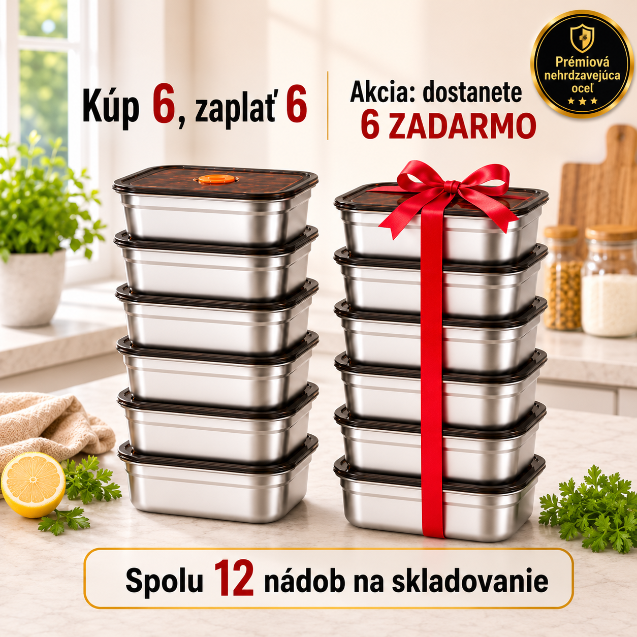 🔥 12 dostaneš, 6 zaplatíš | 316L Nerezová Oceľ Vákuový Zásobník na Jedlo