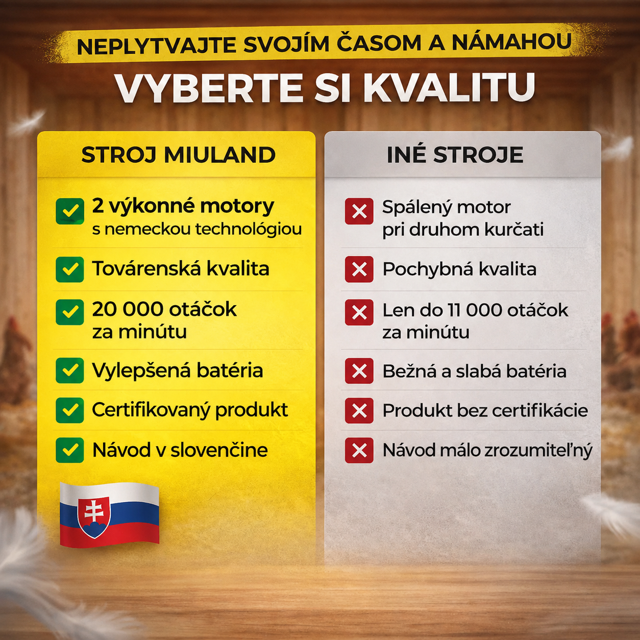 🐔 Prenosný elektrický šklbač peria — Čisté kura za 60 sekúnd
