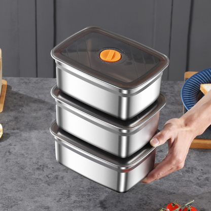 Antibakteriálna Vákuová Nádoba Na Potraviny Z Nehrdzavejúcej Ocele Veľká 1500 ml (19 x 14 x 8 cm)