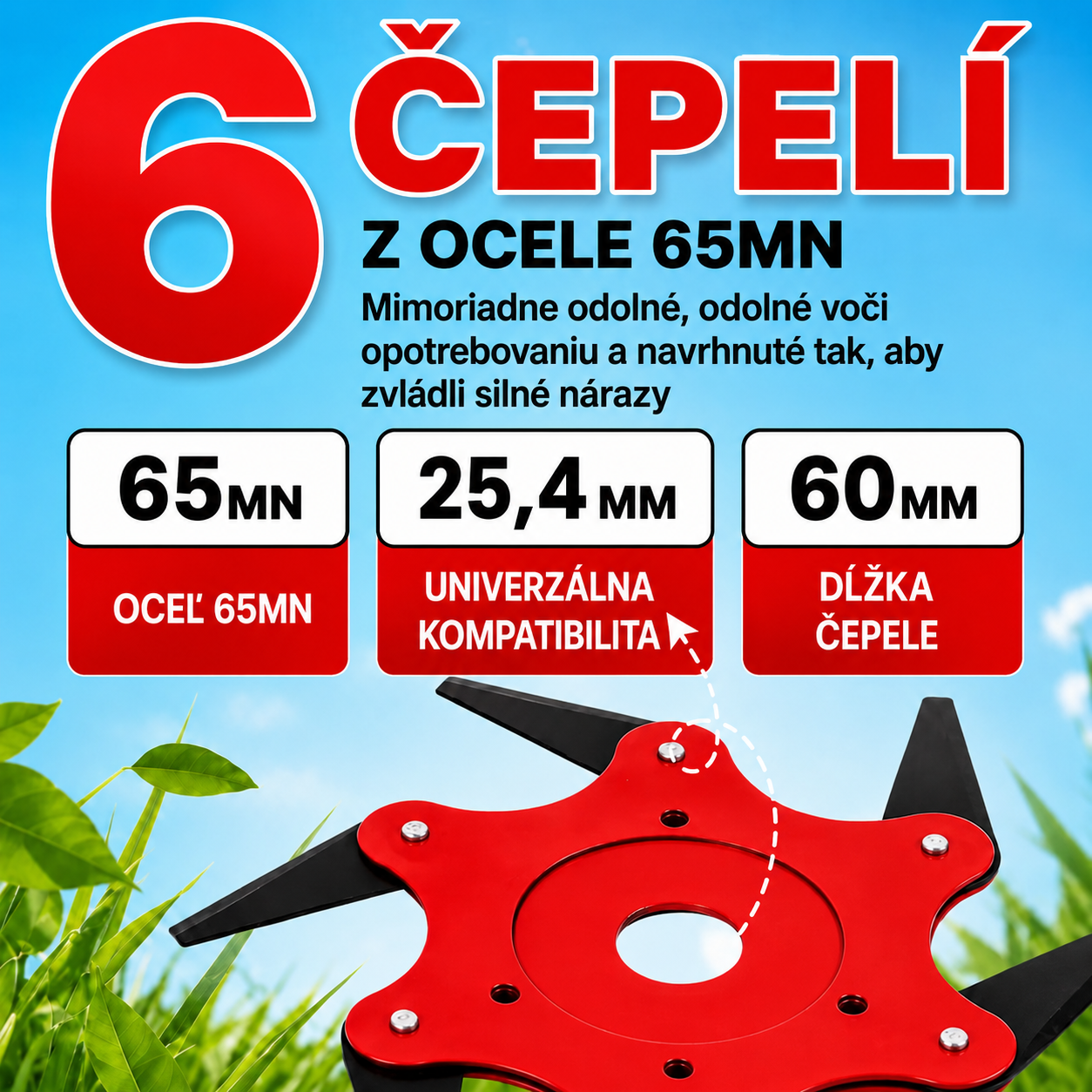 6Blade – Rezacia hlava so 6 čepeľami z mangánovej ocele