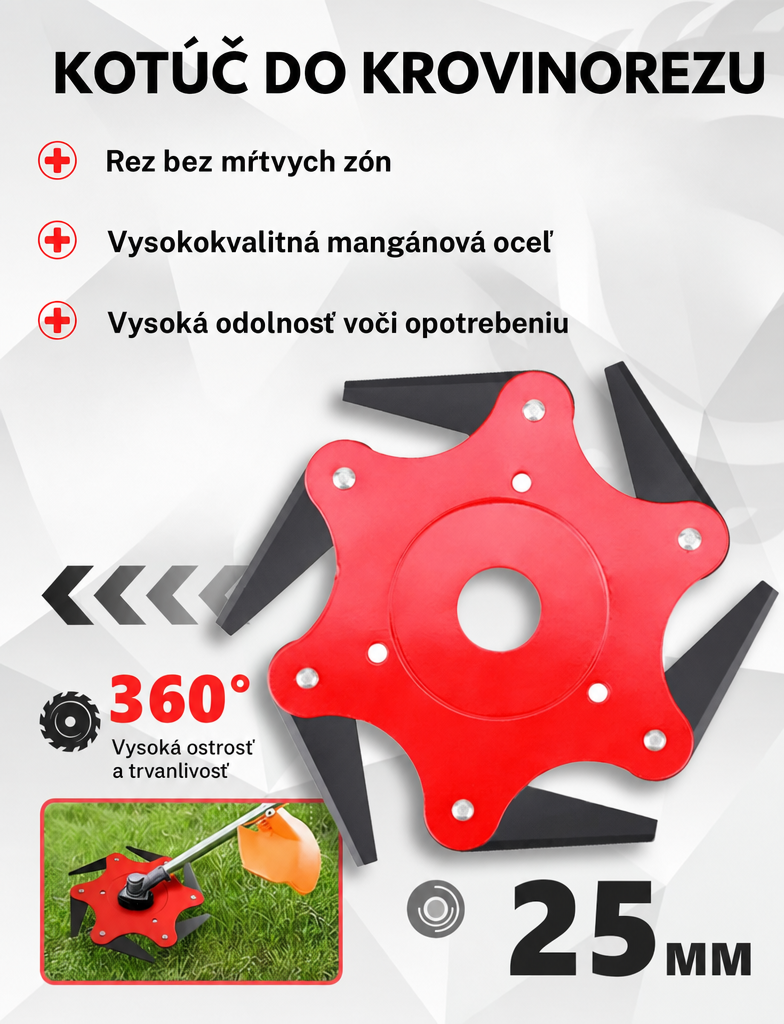 ZĽAVA 70 % | 6-zubová oceľová čepeľ na trávu (príslušenstvo je súčasťou balenia)