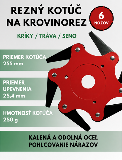 ZĽAVA 70 % | 6-zubová oceľová čepeľ na trávu (príslušenstvo je súčasťou balenia)