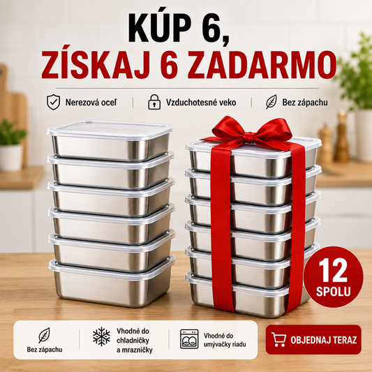 Získajte 12, zaplaťte len za 6 | Nerezová dóza na potraviny 13 × 10 × 5 cm