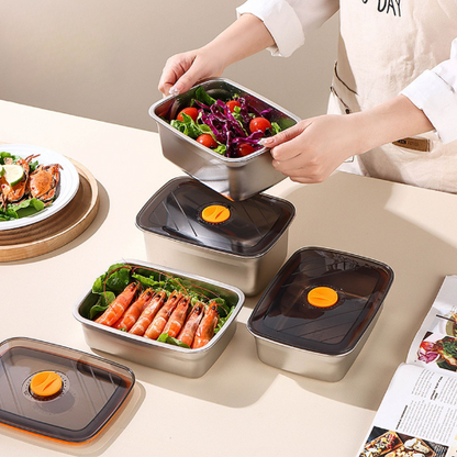 Antibakteriálna Vákuová Nádoba Na Potraviny Z Nehrdzavejúcej Ocele Veľká 1500 ml (19 x 14 x 8 cm)