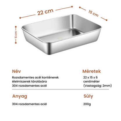 [6 Krabíc + 🎁 3 Zadarmo] Nádoba na potraviny z nehrdzavejúcej ocele 304 (25 * 20 * 6 cm)