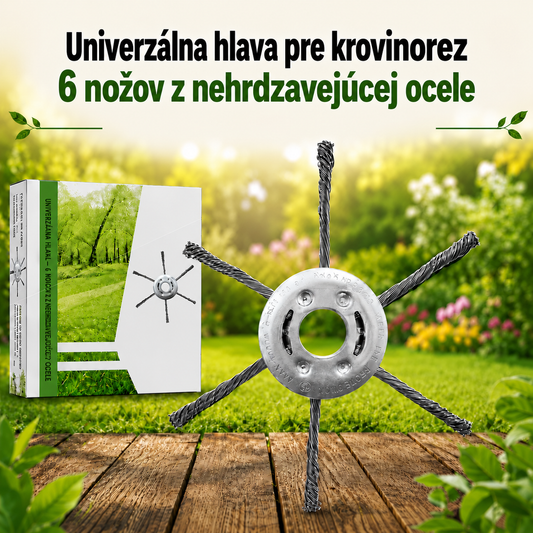 Univerzálna strunová hlava pre krovinorez — 6 čepelí z nehrdzavejúcej ocele